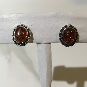 Cognac Amber stone earrings